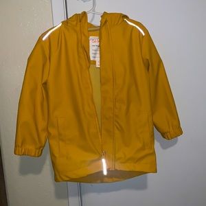Boys 3T bright yellow raincoat with hood. NWOT.